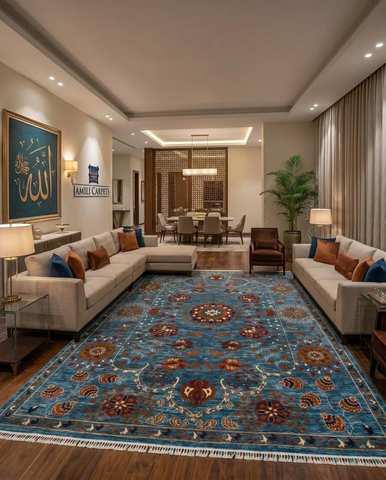 Cream and red tribal Kazak hand knotted carpet