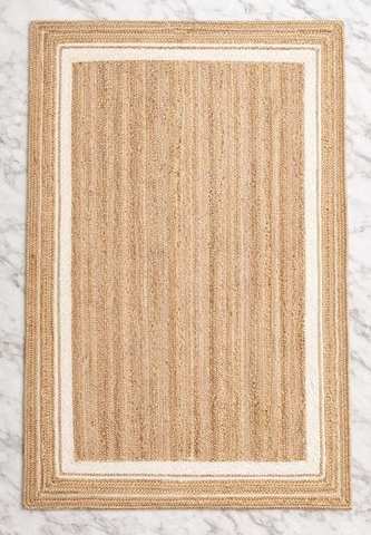 Ivory braided jute with scalloped border