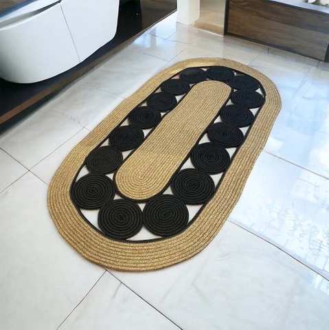 Gold & black spiral coil pattern bath runner