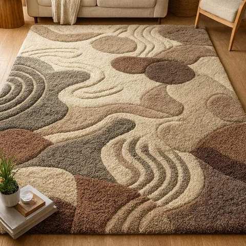 Multi-tone brown & grey carved pebble pattern